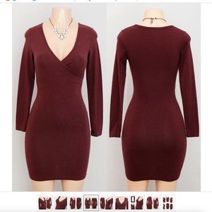 American Apparel Spandex Wrap Cross V Neck Bodycon Mini Dress